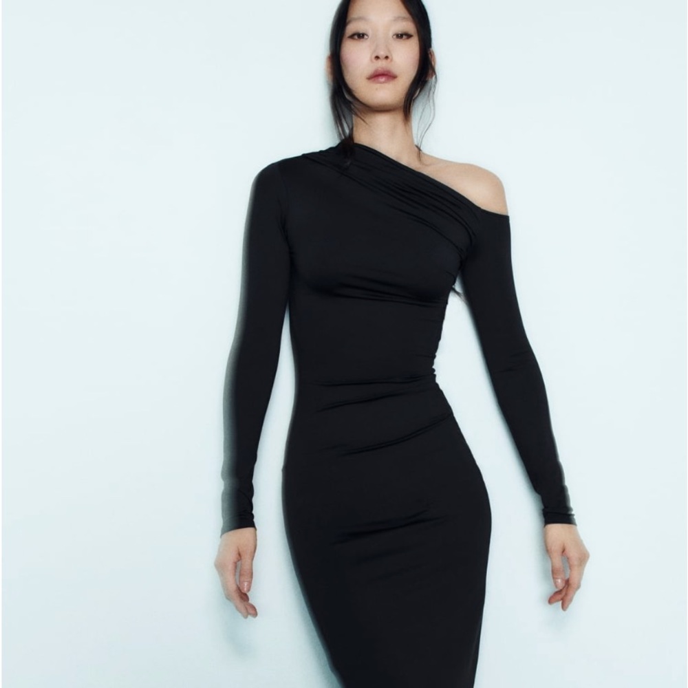 Zara Black One-Shoulder Dress